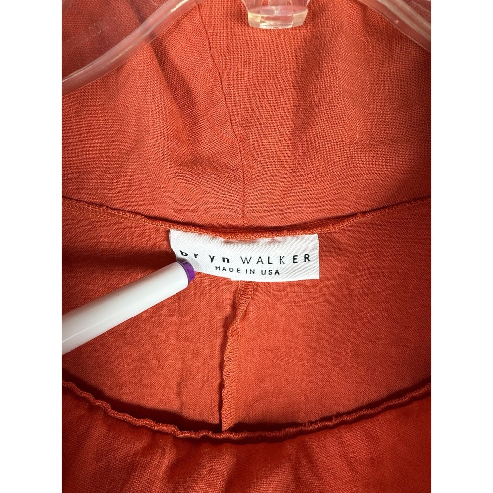 Bryn Walker 100% Linen Dress Small Orange Cowl Neck Lagenlook Oversized - Picture 3 of 5